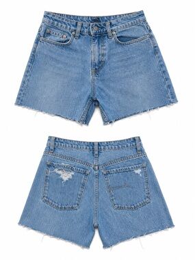 Nobody Denim Light Blue High-Rise Frayed Hem Jean Shorts